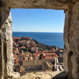 Window view of Old Town Dubrovnik, Croatia