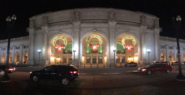 Wreaths outside of Union Station