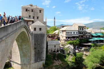 The view from the Stari Most bridge in Mostar