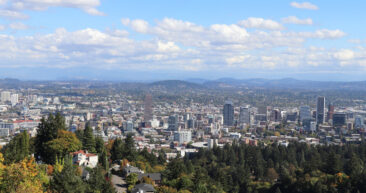 Portland skyline panorama from the Pittock Mansion