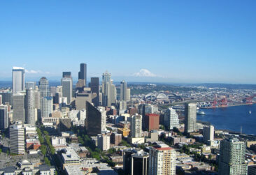 The view from the top of the Space Needle in Seattle
