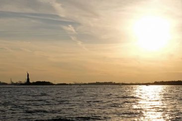 Sunset over the Statue of Liberty