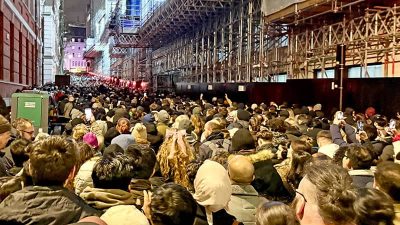 The crowd after the New Year's Eve fireworks in London