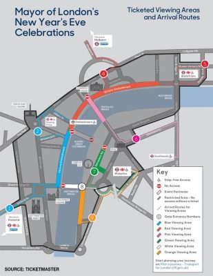 New Year's Eve in London fireworks seating chart