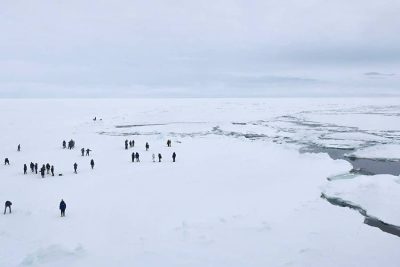Walking on the frozen Arctic Ocean